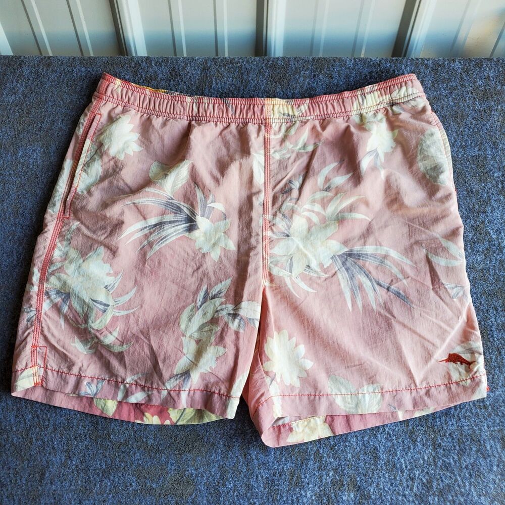 Tommy Bahama Men’s M Floral Salmon Swim Trunks 6" Inseam Relax Mesh Lined